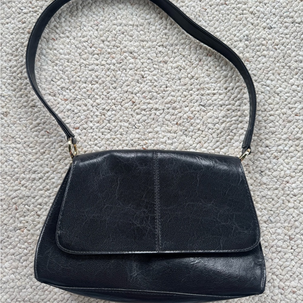 Vintage Liz Claiborne Faux Black Leather Shoulder Bag